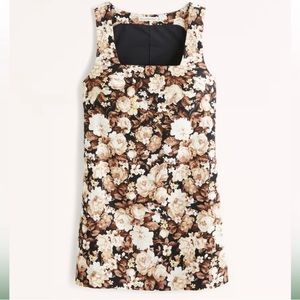 Floral Sleeveless Dress - Black and Brown